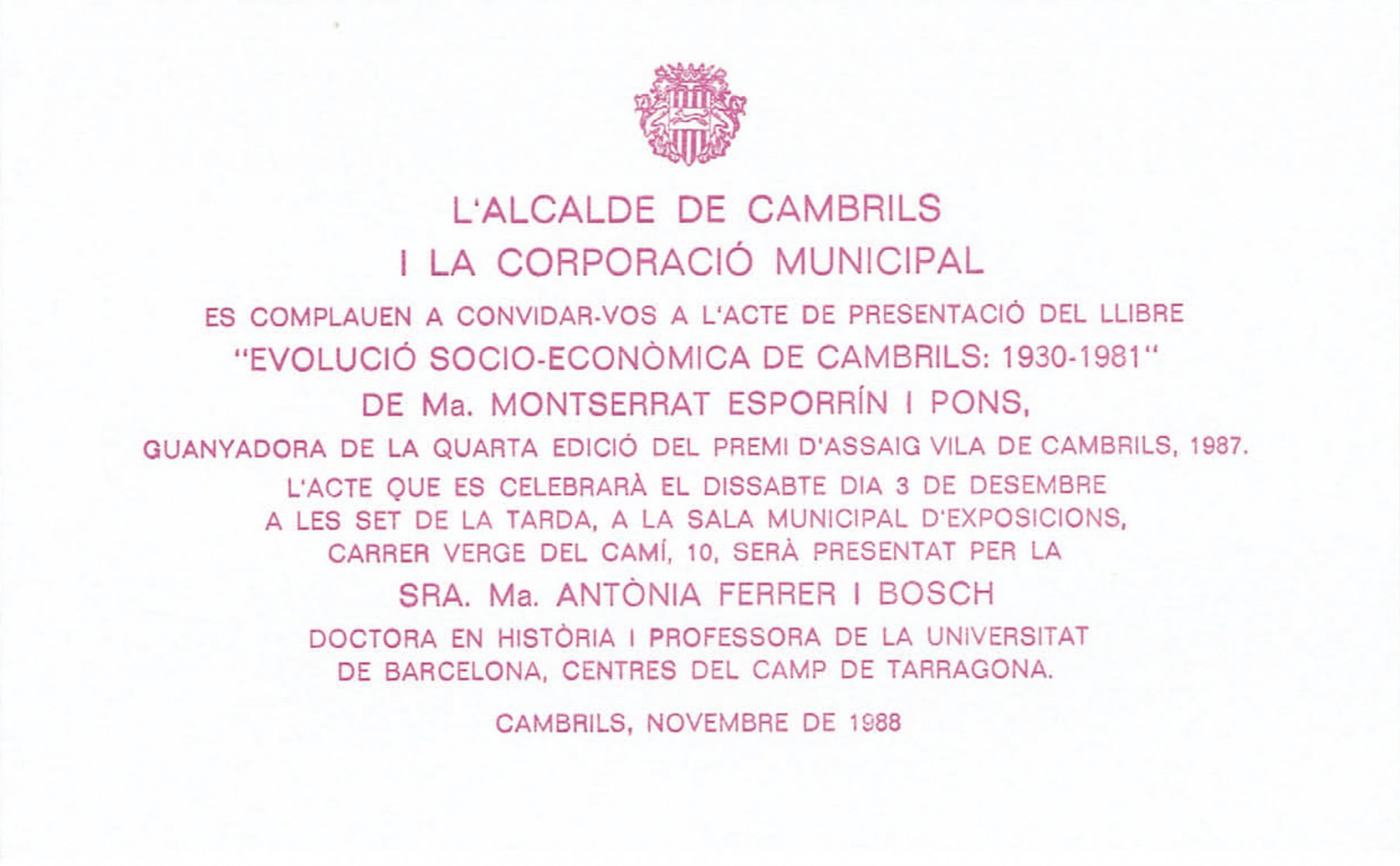 presentació evolucio economica cambrils 1988