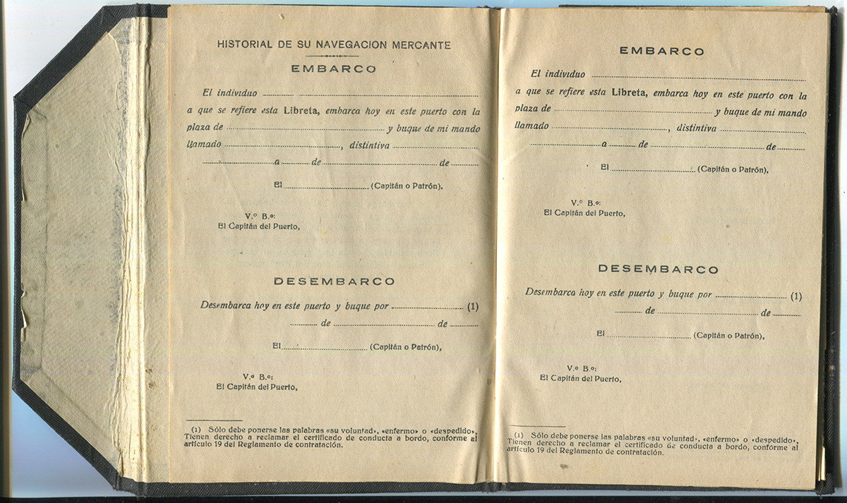 llibreta navegacio cambrils 1926 josep rubio