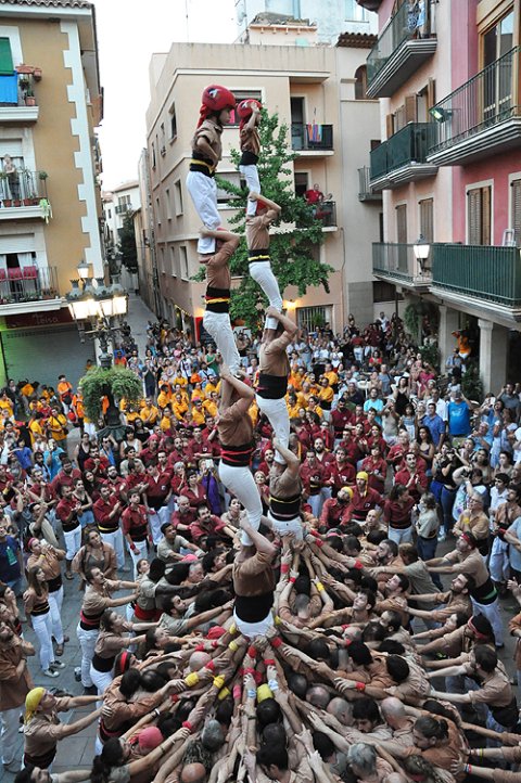 Dos pilars de 5 dels Xiquets de Reus