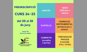L'Escola d'Adults obre el període de preinscripcions del 20 al 28 de juny