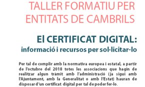 L'Ajuntament programa un taller formatiu per a entitats sobre el certificat digital