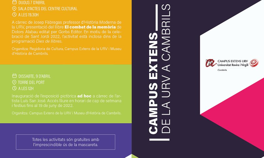 Cartell del campus Extens de la URV a Cambrils