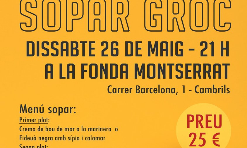 Cartell del sopar groc d'aquest proper dissabte