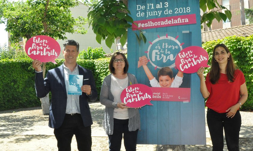 L'alcaldessa Camí Mendoza i els regidors Lluís Abella i Ana López van presentar la programació de la Fira, ahir al matí, a la Torre del Llimó