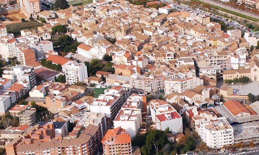 Vista aèria de l'Eixample Vila del barri de la Pallissa i Barri Antic