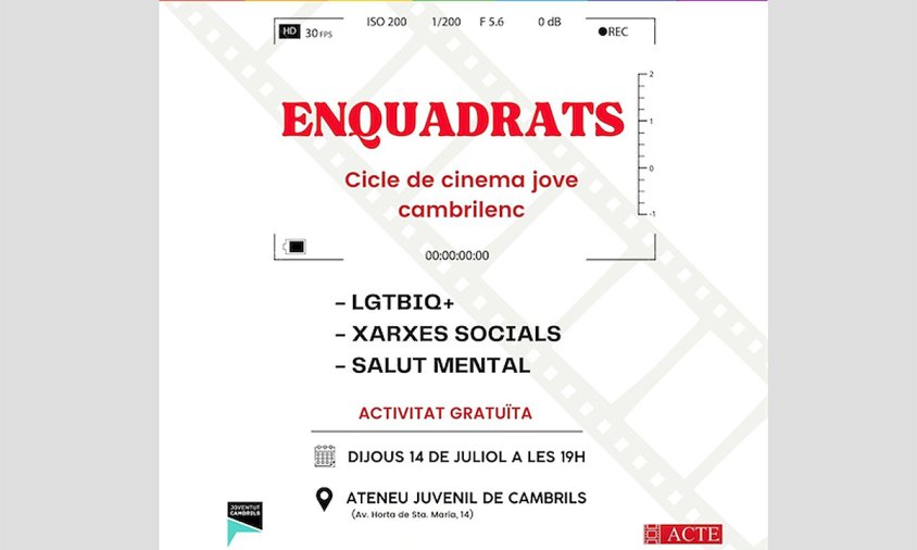 Cartell del cicle "Enquadrats" que es farà el proper dijous a l'Ateneu Juvenil