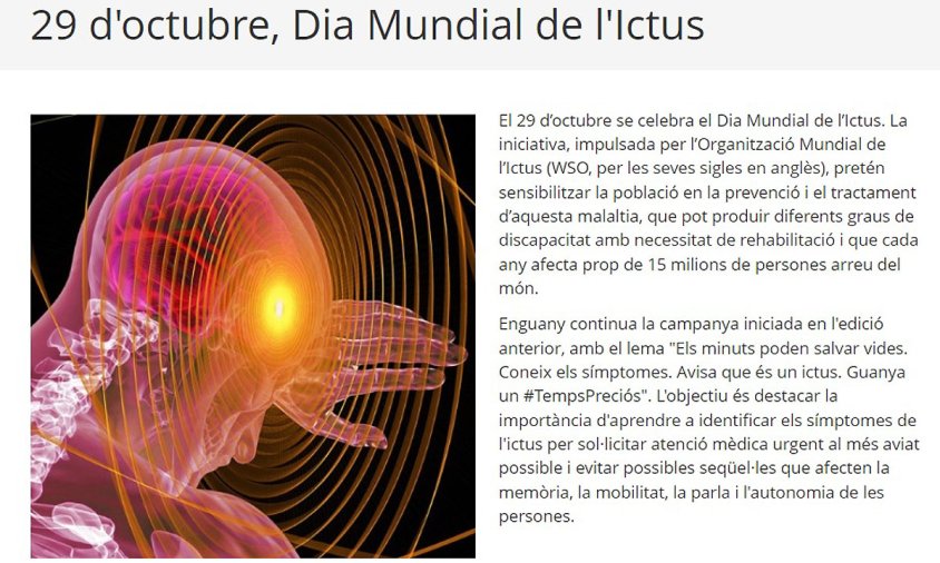 Avui es commemora el Dia Mundial de l'Ictus