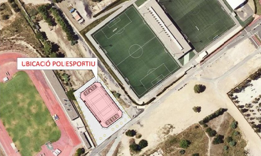 Plànol de la zona esportiva municipal amb la ubicació del futur nou pavelló esportiu municipal