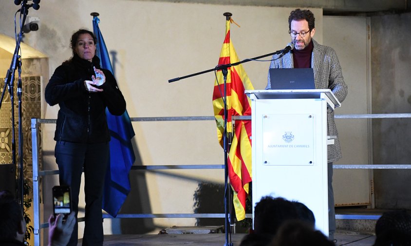 Albert Recasens, en un moment del seu parlament a l'acte de commemoració del Setge, ahir a la tarda