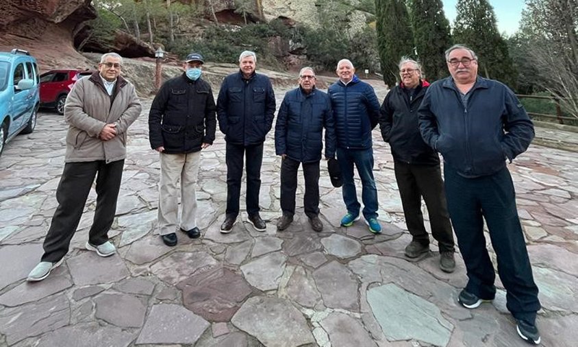 Els mmebres de la Congregació de la Sang que es van desplaçar a l'ermita de la Roca