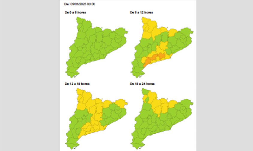 Mapa de la previsió de vent durant el dia d'avui