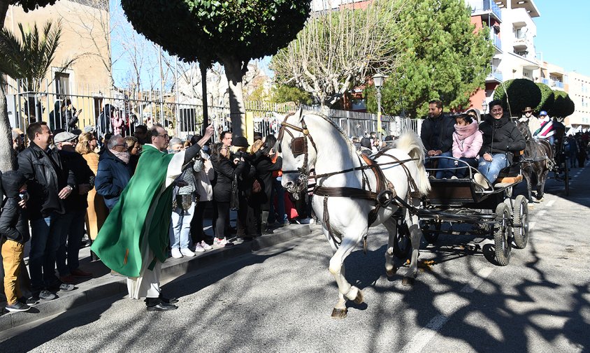 Benedicció dels Tres Tombs, ahir, davant l'Ermita