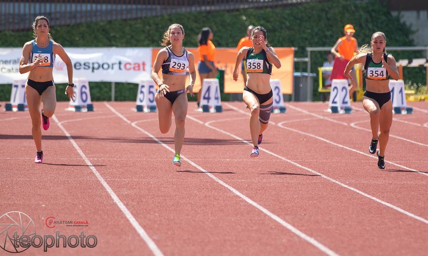 L'atleta cambrilenca, Elisa Laguna, la primera per l'esquerra, en la prova dels 100 metres llisos