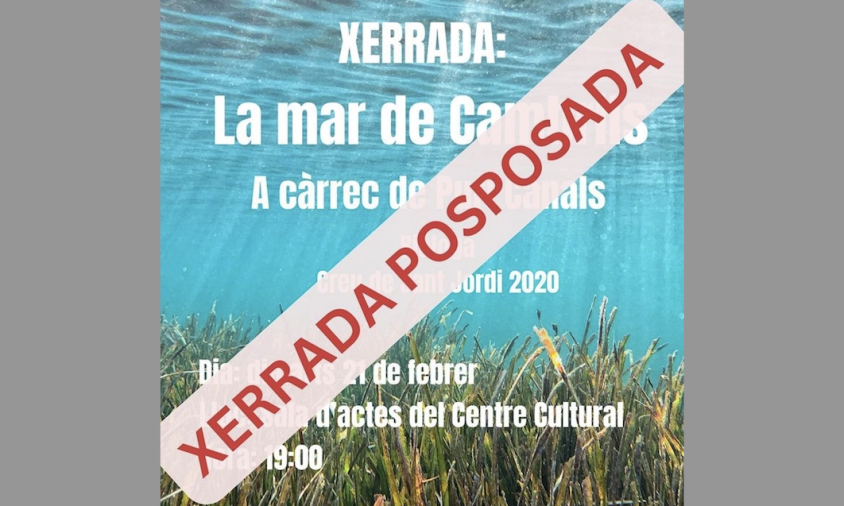 Cartell de la xerrada que ha estat posposada per a una altra data