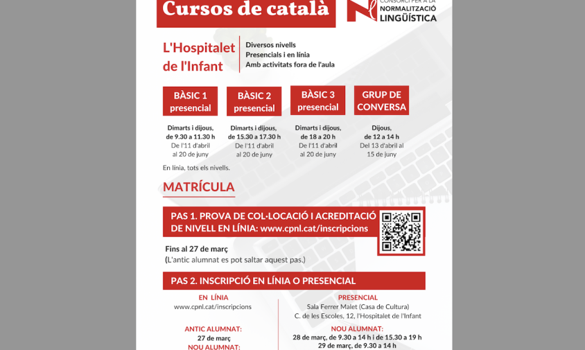 Cartell de l'oferta de cursos de català del tercer trimestre