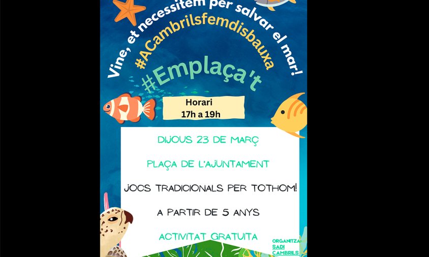 Cartell de la jornada de demà, a la plaça de l'Ajuntament