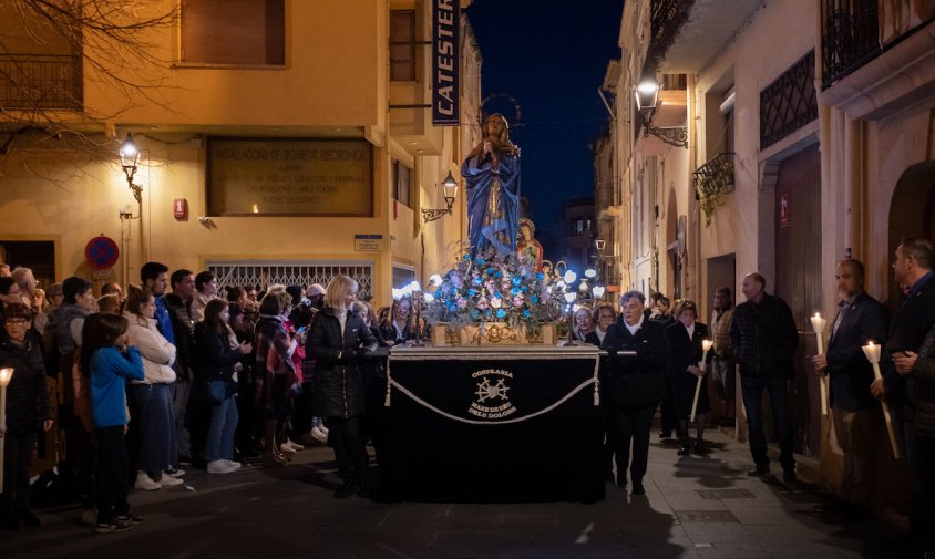 La processó arriba a la plaça de l'Església de Santa Maria