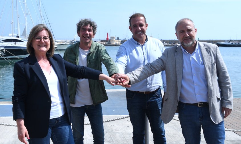 Camí Mendoza, Jordi Barberà, Enric Daza i Alfredo Clúa el dia de l'anunci del pacte de govern