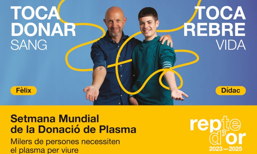 Cartell de la campanya "Toca donar plasma, toca rebre vida"