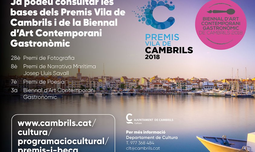 Cartell de la convocatòria dels propers Premis Vila de Cambrils