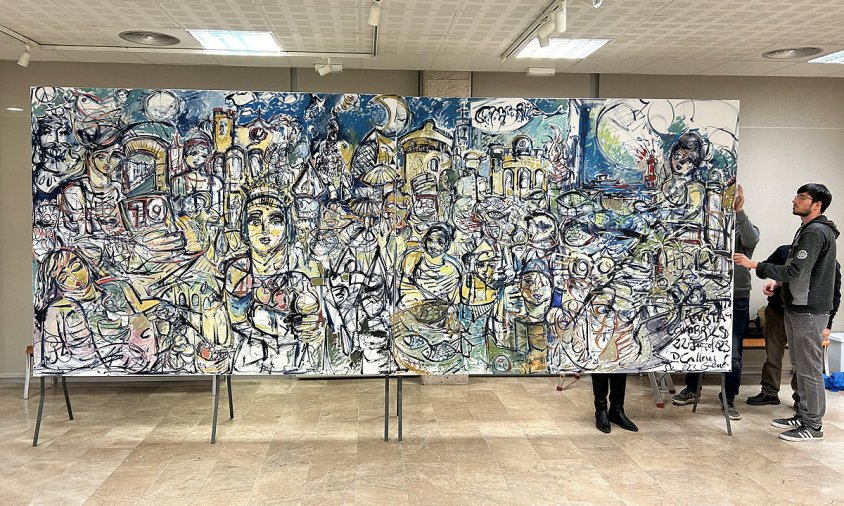 En l'exposició Dotze Fanalades es va mostrar el mural de 5 x 2 metres pintat per David Callau, com a peça destacada