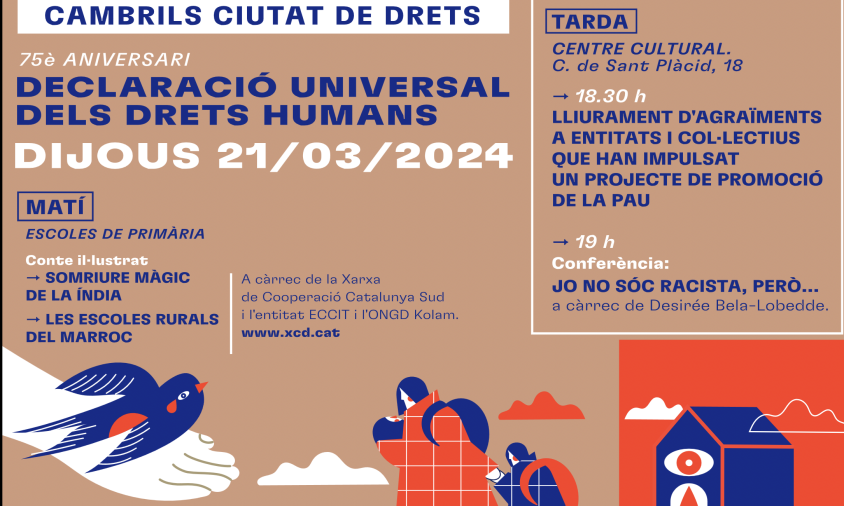 Cartell de la jornada d'activitats amb motiu de la commemoració del 75 aniversari de la Declaració Universal dels Drets Humans