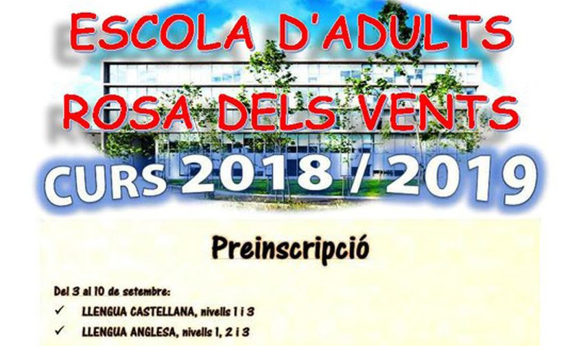 Cartell del període d'inscripcions a l'Escola d'Adults