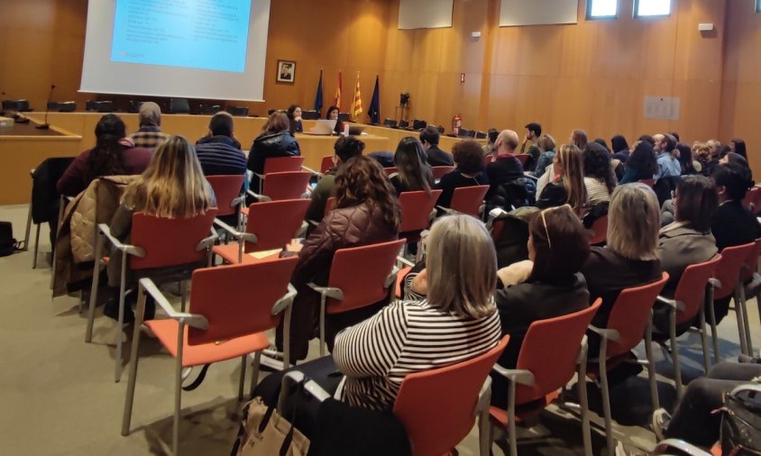 Un moment de la sessió formativa a la sala de plens de l'Ajuntament