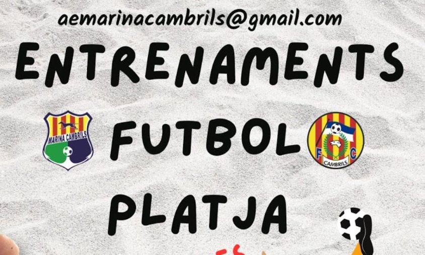 Cartell dels entrenaments de futbol platja que s'iniciaran aquesta setmana