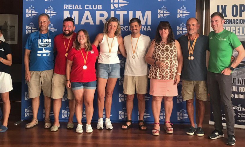 El tàndem de vogadors Xavi Blach i Giuliana Tuttolomondo (esquerra de la imatge), medalla d’Or en la categoria doble veterà mixt (C2X VMix)