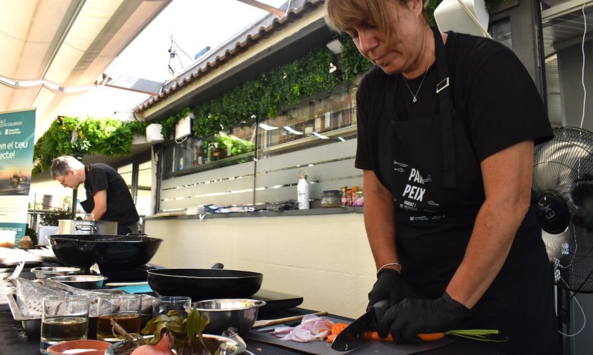 Un moment de la demostració culinària en directe