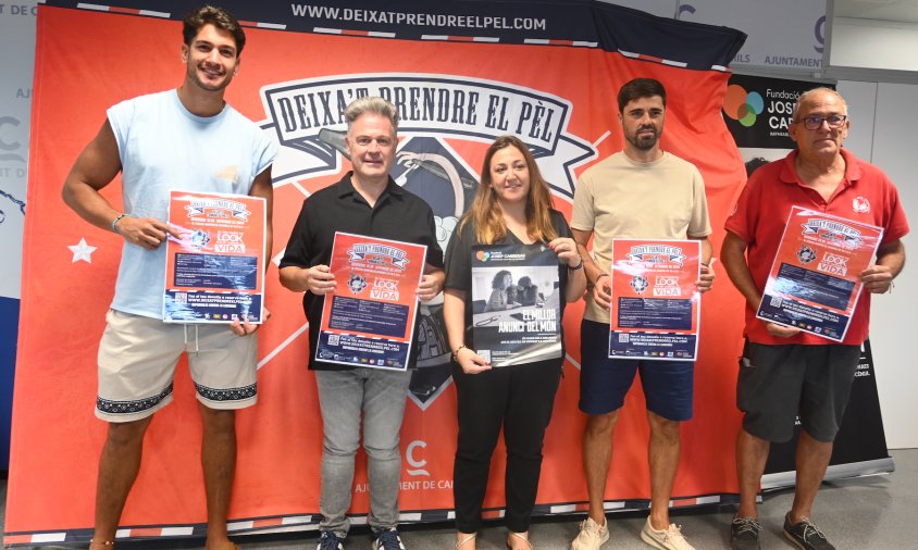 Imatge de la roda de premsa de presentació. D'esquerra a dreta: Unai Barceló, Javi Torrente, Gemma Balanyà, Luis Valadés i Víctor Ortiz