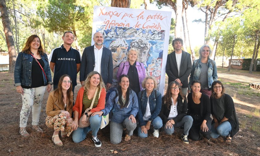 Imatge de la roda de premsa, aquest matí, al parc del Pinaret