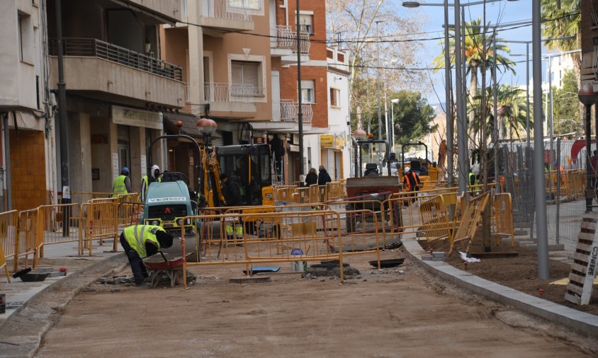 Obres a la rambla de Jaume I, a principis de 2023