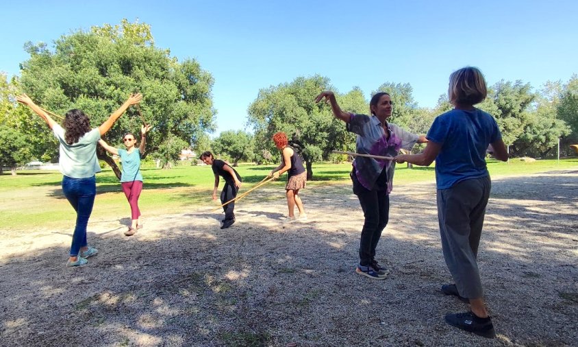 Un moment de l'activitat que es va fer ahir a la Vil·la Romana de la Llosa