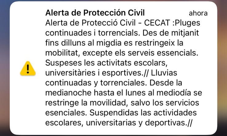 Aquest és el missatge que Protecció Civil ha fet arribar a la població de les comarques afectades