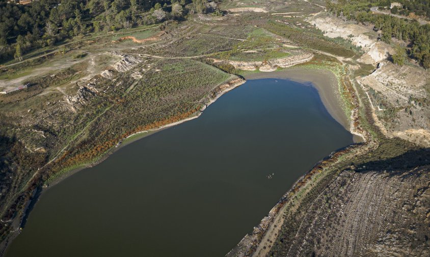 Aigua continguda al pantà de Riudecanyes abans de l'últim episodi de pluges