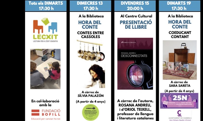 Cartell de la programació d'activitats de la Biblioteca