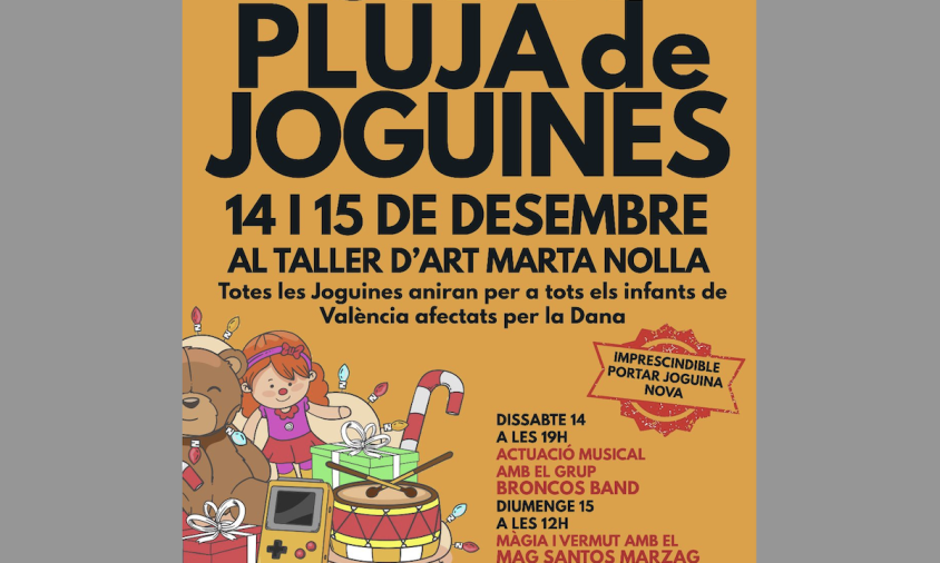 Cartell de l'activitat de recollida de joguines prevista per aquest cap de setmana