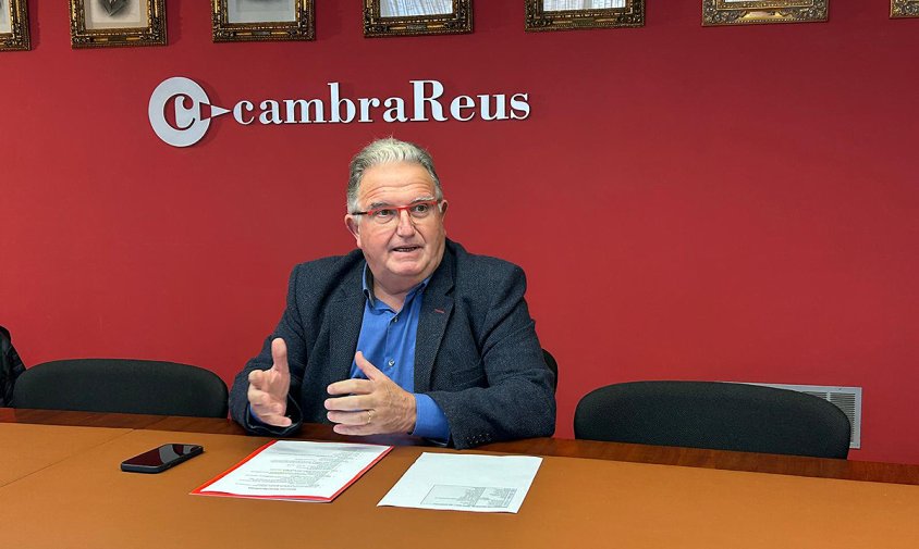 El president de la Cambra de Comerç de Reus, Mario Basora, ahir a la trobada de Nadal amb la premsa