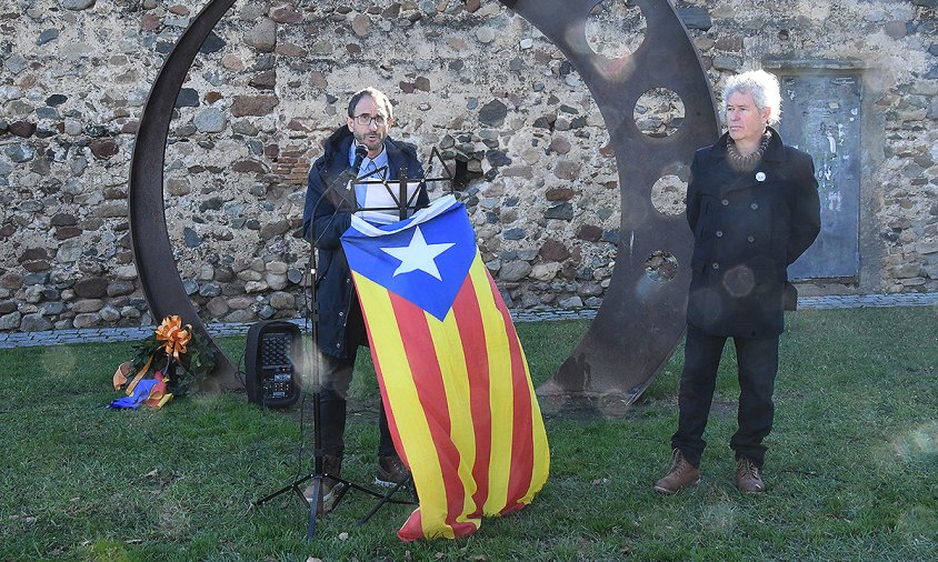 Manel Tarés i Joan Carles Massagué, a l'acte d'homenatge al Setge, ahir al matí