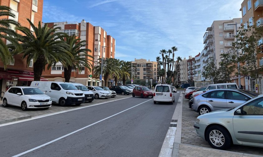 Imatge d'una part del tram de la Via Augusta on s'implantarà la zona d'estacionament regulat