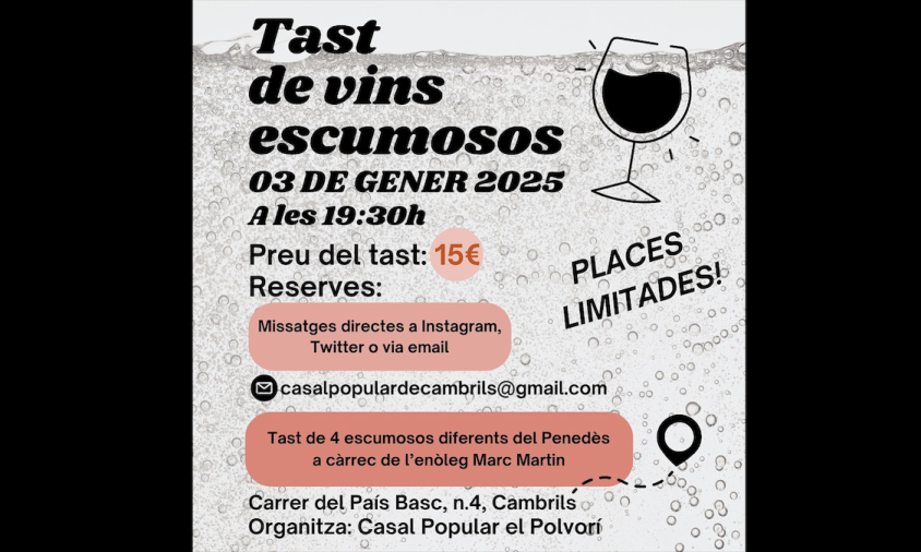 Cartell del tast de vins escumosos organitzat pel Casal Popular El Polvorí