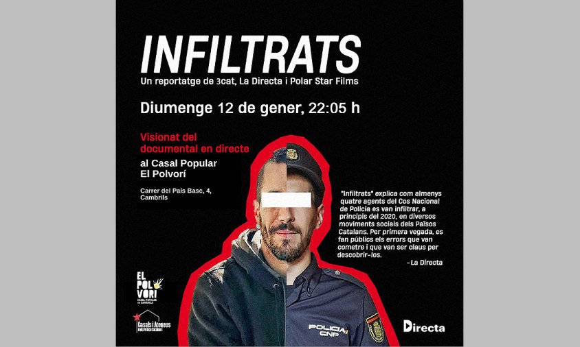 Cartell del documental Infiltrats, que es projecta avui dins el programa 30 Minuts, de TV3