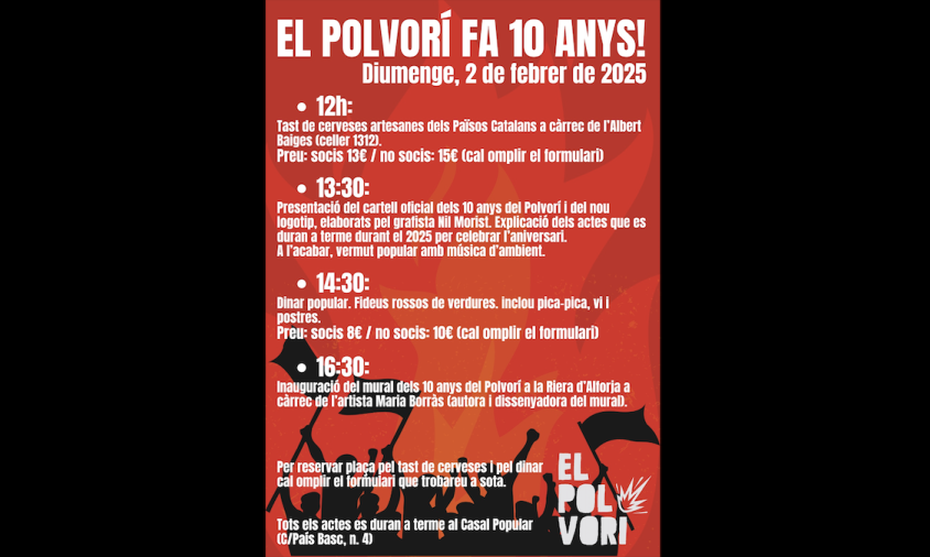 Cartell de l'acte del desè aniversari del Casal Popular El Polvorí