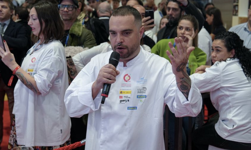 Joan Llaberia durant la disputa del concurs gastronòmic a Madrid Fusión