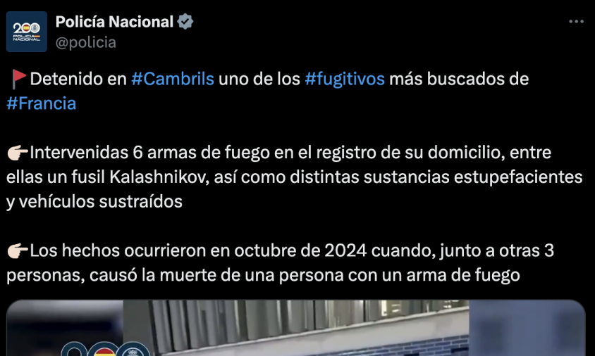 Imatge de l'error en el tuit de la Policia Nacional