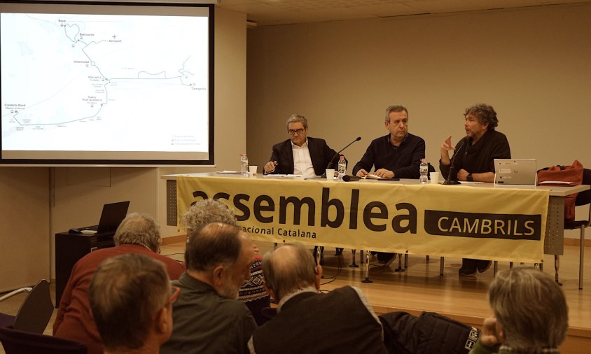 Francesc Garriga, Lluís Rovira i Jordi Barberà, en el debat d'ahir al Centre Cultural