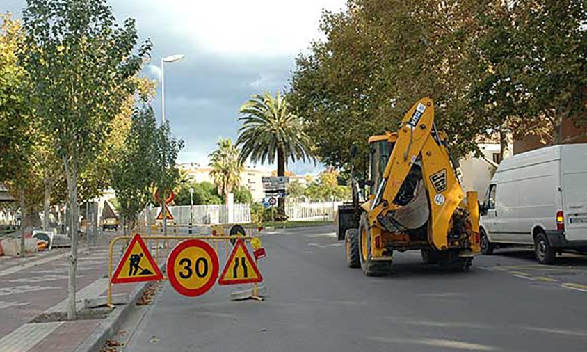 Aspecte de l'avinguda d'Adelaida, a l'alçada del Palau Municipal d'Esports, aquest matí