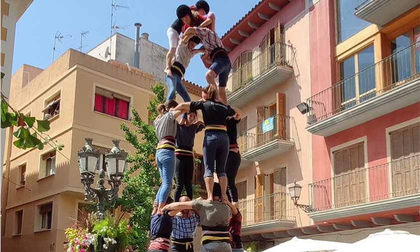 Imatge de l'assaig especial dels Xiquets de Cambrils que van fer el passat diumenge a la plaça de la Vila